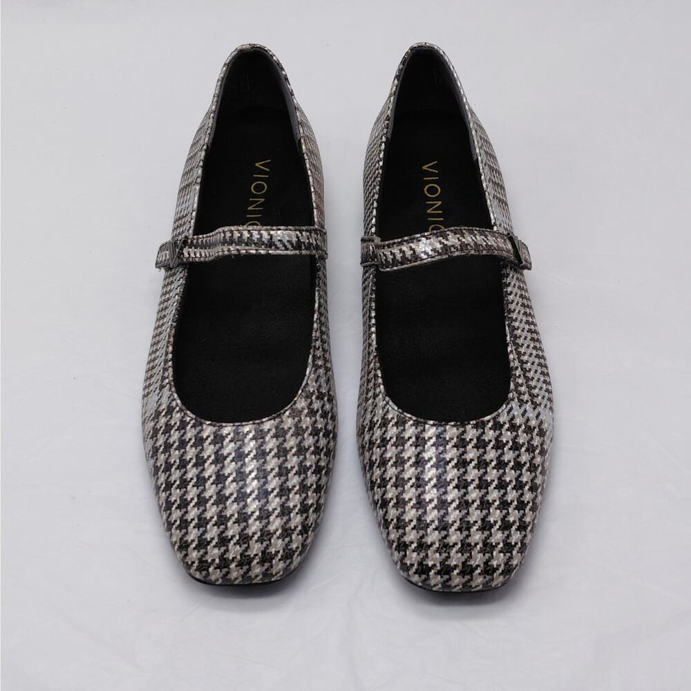 Vionic Mary Jane Ballet Flats Womens Size 6 Houndstooth Plaid Comfort Shoes - Picture 4 of 13